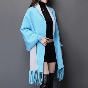 블루+그레이 가디건 숄(여성용)